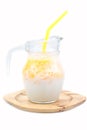 Sweet passion fruit milk with ice Royalty Free Stock Photo