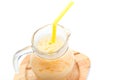 Sweet passion fruit milk with ice Royalty Free Stock Photo