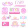 Sweet pastel color girly badge collection