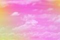 Sweet pastel colored cloud and sky with sun light, soft cloudy with gradient pastel color background. summer concept