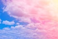 Sweet pastel colored cloud and sky with sun light, soft cloudy w