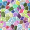 Sweet pastel colored floor marble plastic stony mosaic pattern texture seamless background with gray grout - full color