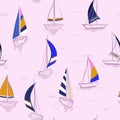 Sweet pastel Hand drawing sketch Seamless summer sea pattern wit Royalty Free Stock Photo