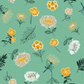 Sweet pastel Seamless pattern Vector Embroidery trend floral wit