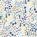 Sweet pastel small liberty many kind of Wild flowers pattern. Ha