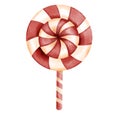 Sweet pastel watercolor Christmas candy lolipop Royalty Free Stock Photo