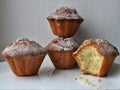 Sweet pastries in a composition on a white background