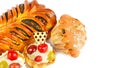 Sweet pastries isolated on a white background. Free space for text Royalty Free Stock Photo