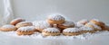 Sweet pastries showered with powdered sugar Royalty Free Stock Photo