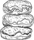 Sweet pastry donut vector graphics. Set of donuts line art. Sweet pastries for menus, printing and greeting cards. Vector icons of