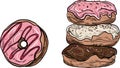 Sweet pastry donut vector graphics. Set of donuts. Sweet pastries for menus, printing and greeting cards. Vector icons
