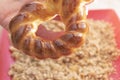 Sweet pastry with honey and nuts. Romanian traditional pastry- mucenici, figure eight