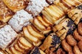 Sweet pastry, puff pastry with powdered sugar, with pine nuts, with jam made from Siam pumpkin, Royalty Free Stock Photo