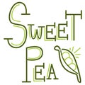 Sweet Pea Writing Text Message Peapod Royalty Free Stock Photo