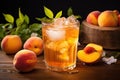 Sweet Peach iced tea glass. Generate Ai Royalty Free Stock Photo