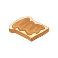 Sweet peanut butter on slice of toasted bread. Delicious snack. Food for breakfast. Flat vector for advertising poster Royalty Free Stock Photo