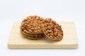 Sweet peanut deep fried on wooden board