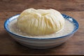 Sweet peanut soup with brown sugar bun cake in a bowl