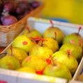 Sweet pears on farmer market Royalty Free Stock Photo