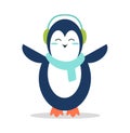 Sweet Penguin in Soft Earpieces and Warm Scarf