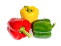 Sweet pepper, red, green, yellow paprika, isolated on white background, clipping path, full depth of field Royalty Free Stock Photo