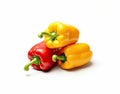 sweet pepper, red, green, yellow paprika, isolated on white background, clipping path, full depth of field. Created with Royalty Free Stock Photo
