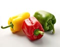 sweet pepper, red, green, yellow paprika, isolated on white background, clipping path, full depth of field. Created with Royalty Free Stock Photo