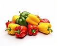 sweet pepper, red, green, yellow paprika, isolated on white background, clipping path, full depth of field. Created with Royalty Free Stock Photo