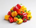 sweet pepper, red, green, yellow paprika, isolated on white background, clipping path, full depth of field. Created with Royalty Free Stock Photo