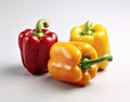 sweet pepper, red, green, yellow paprika, isolated on white background, clipping path, full depth of field. Created with Royalty Free Stock Photo