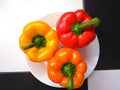 Sweet peppers in three colors