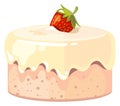 Sweet pie with strawberry. Cartoon tasty cake icon