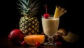Sweet pina colada, ripe fruit, tropical refreshment generated by AI