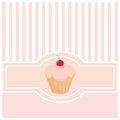 Sweet, pink card or invitation with muffin