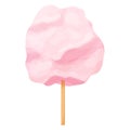 Sweet pink cotton candy sugar cloud on stick in cartoon style isolated on white background. Fluffy dessert, holiday Royalty Free Stock Photo