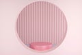 Sweet Pink cylinder podium with circle niche wall, stage for product, 3d render
