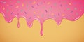 Sweet pink melting donut glaze with colorful sprinkles Royalty Free Stock Photo