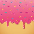 Sweet pink melting icing with colorful sprinkles Royalty Free Stock Photo