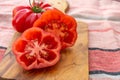 Sweet pink monterosa tomatoes close up Royalty Free Stock Photo