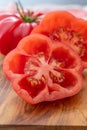Sweet pink monterosa tomatoes close up Royalty Free Stock Photo
