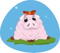 Sweet pink piggy .Vector illustration