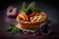 sweet plum mini pie baked with sweet syrup and juicy fruit
