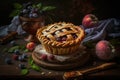 sweet plum mini pie with sweet berry filling on table