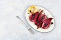 Sweet poached pears in red wine Royalty Free Stock Photo