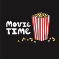 Sweet popcorn and english text. Movie time Royalty Free Stock Photo