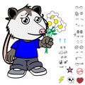 Sweet possum character cartoon kawaii expressions set Royalty Free Stock Photo
