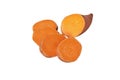 Sweet potato or boniato sliced tube isolated on white. Transparent png additional format Royalty Free Stock Photo