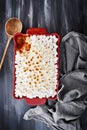 Sweet Potato Casserole Baked with Mini Marshmallows Royalty Free Stock Photo