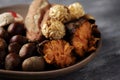 Sweet potato, chestnuts and Catalan panellets Royalty Free Stock Photo