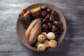 Sweet potato, chestnuts and Catalan panellets Royalty Free Stock Photo